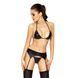 Комплект білизни під латекс Passion CAPRI SET L/XL, black, міні-бікіні, стрінги, пояс для панчіх EL10901 фото 1