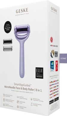 Електронний ролер для обличчя та тіла з мікроголками GESKE MicroNeedle Face&Body Roller 8в1 purple HB0200 фото Купити Електронний ролер для обличчя та тіла з мікроголками GESKE MicroNeedle Face&Body Roller 8в1 purple  GESKE 2 129 грн