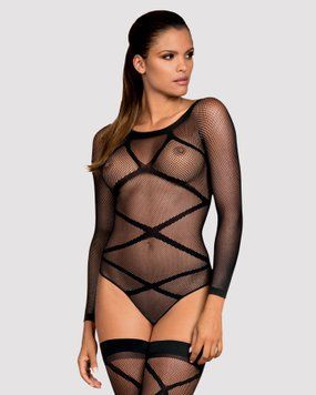 Бодістокінг Obsessive Bodystocking G320 S/M/L, панчохи, боді, декор у вигляді ліній SO7241 фото Купити Бодістокінг Obsessive Bodystocking G320 S/M/L, панчохи, боді, декор у вигляді ліній  Obsessive (Польща) 1 043 грн