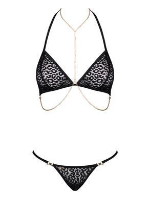 Комплект із ланцюжками Obsessive Pantheria 2-pcs set black L/XL, бюстгальтер, трусики SO7876 фото Купити Комплект із ланцюжками Obsessive Pantheria 2-pcs set black S/M, бюстгальтер, трусики  Obsessive  1 582 грн