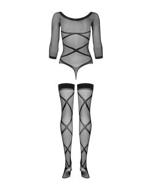 Бодистокинг Obsessive Bodystocking G320 S/M/L, чулки, боди, декор в виде линий SO7241 фото Купить   Obsessive (Польща) 1 043 грн