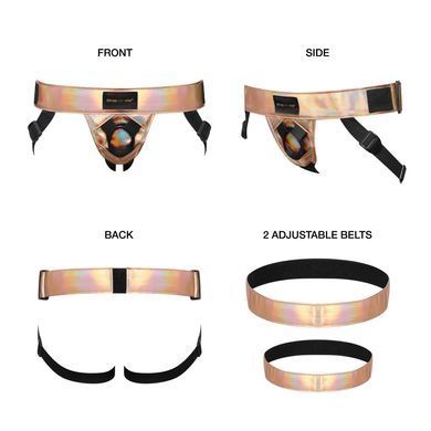 Труси для страпона Strap-On-Me Leatherette Harness Curious Holographic Rose Gold (м'яте паковання!!!) SO7812-R фото Купити Труси для страпона Strap-On-Me Leatherette Harness Curious Holographic Rose Gold (м'яте паковання!!!)   2 184 грн