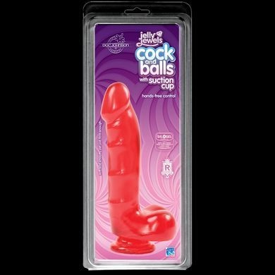 Фаллоимитатор Doc Johnson Jelly Jewels Cock & Balls Red, диаметр 3,6см, антибактериальный ПВХ SO2007 фото Купить   Doc Johnson (США) 1 049 грн