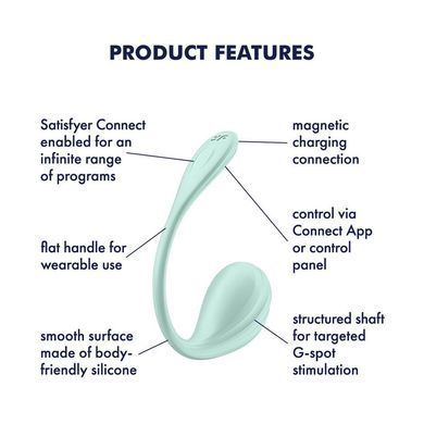 Смарт-віброяйце Satisfyer Smooth Petal Connect App Mint SX0666 фото Купити Смарт-віброяйце Satisfyer Smooth Petal Connect App Mint  Satisfyer (Німеччина) 2 217 грн