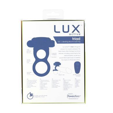 Подвійне ерекційне кільце з вібрацією Lux Active-Triad - Vibrating Dual Cock Ring, пульт ДК SO5575 фото Купити Подвійне ерекційне кільце з вібрацією Lux Active-Triad - Vibrating Dual Cock Ring, пульт ДК  Lux Active (Канада) 2 549 грн