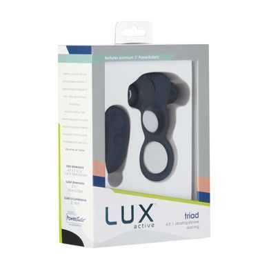 Подвійне ерекційне кільце з вібрацією Lux Active-Triad - Vibrating Dual Cock Ring, пульт ДК SO5575 фото Купити Подвійне ерекційне кільце з вібрацією Lux Active-Triad - Vibrating Dual Cock Ring, пульт ДК  Lux Active (Канада) 2 549 грн