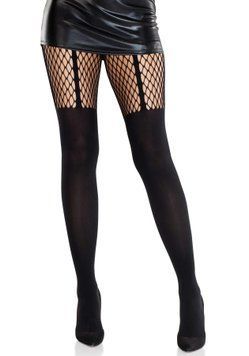 Колготки Leg Avenue Garter Illusion Tights with Net Detail One Size Black SX2766 фото Купить   Leg Avenue (США) 600 грн