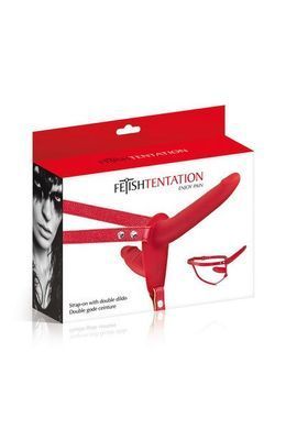 Подвійний страпон Fetish Tentation Strap-On with Double Dildo Red SO3750 фото Купити Подвійний страпон Fetish Tentation Strap-On with Double Dildo Red  Fetish Tentation  1 573 грн