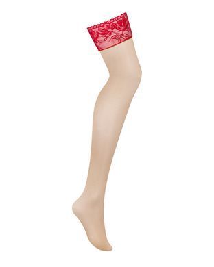 Чулки под пояс с широким кружевом Obsessive Lacelove stockings XS/S SO8658 фото Купить   Obsessive (Польща) 618 грн