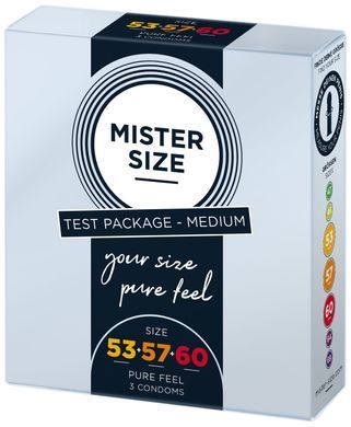 Набор презервативов Mister Size - pure feel - 53&ndash;57&ndash;60 (3 condoms), 3 размера, толщина 0,05 мм SO8040 фото Купить   Mister Size (Німеччина) 119 грн
