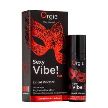 Жидкий вибратор Orgie Sexy Vibe! Hot, 15 мл, согревающий, очень мощный, со вкусом клубники SX1551 фото Купить   Orgie (Бразилія-Португалія) 988 грн