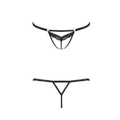 Откровенные трусики-стрепы с кружевом Passion Exclusive SOLON THONG XXL/XXXL, black SO8487 фото Купить   Passion (Польща) 627 грн