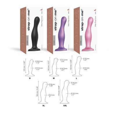 Насадка для страпона Strap-On-Me Dildo Plug Curvy Rose Dragee Metallic M SO7820 фото Купить   Strap-On-Me (Франція) 1 986 грн