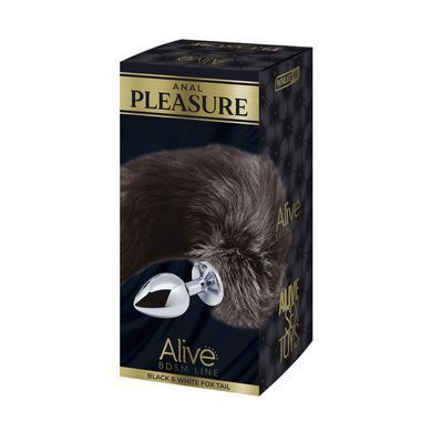 Металлическая анальная пробка Лисий хвост Alive Black And White Fox Tail S, диаметр 2,9 см SO6321 фото Купить   Alive  692 грн