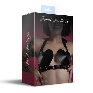 Лиф Сердце из натуральной кожи Feral Feelings - Hearts Bra Black SO9414 фото Купить   Feral Feelings (Україна) 988 грн