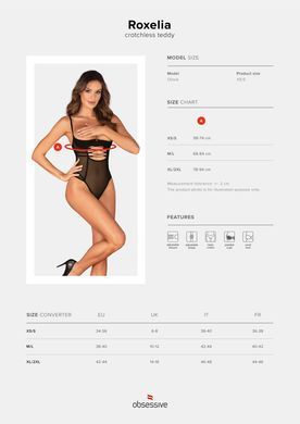 Боди Obsessive Roxelia crotchless teddy XS/S SO9065 фото Купить   Obsessive (Польща) 1 561 грн