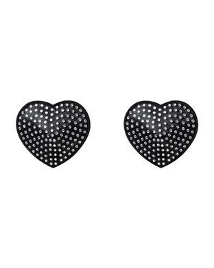 Накладки-сердечки на соски со стразами Obsessive A750 nipple covers, черные SO7193 фото Купить   Obsessive (Польща) 424 грн