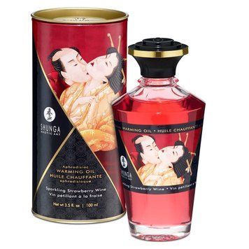 Разогревающее масло Shunga Aphrodisiac Warming Oil - Sparkling Strawberry Wine (100 мл) без сахара SO2497 фото Купить   Shunga (Канада) 1 145 грн