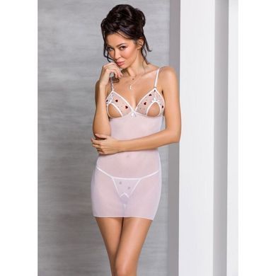 Сорочка с вырезами на груди, стринги Passion LOVELIA CHEMISE S/M, white SO4763 фото Купить   Passion (Польща) 2 050 грн