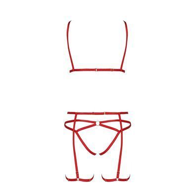 Комплект белья Passion Exclusive MAGALI SET OpenBra L/XL, red, стрэпы, лиф, трусики и пояс PS23801 фото Купить   Passion (Польща) 2 170 грн