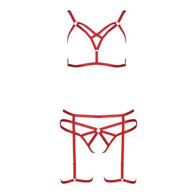 Комплект белья Passion Exclusive MAGALI SET OpenBra L/XL, red, стрэпы, лиф, трусики и пояс PS23801 фото Купить   Passion (Польща) 2 170 грн