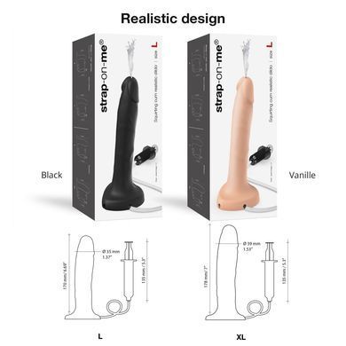 Фалоімітатор, що кінчає Strap-On-Me Squirting Cum Dildo Realistic Black, діам. 3,5 см, силікон SO9015 фото Купити Фалоімітатор, що кінчає Strap-On-Me Squirting Cum Dildo Realistic Black, діам. 3,5 см, силікон  Strap-On-Me (Франція) 3 787 грн
