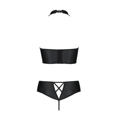 Комплект из эко-кожи Passion NANCY BIKINI L/XL, black, бра и трусики с имитацией шнуровки SO5367 фото Купить   Passion (Польща) 3 030 грн