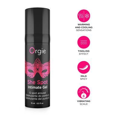 Гель для стимуляції точки G Orgie She Spot Intimate Gel, 15 мл, тепло-холод, ефект вібрації SX1552 фото Купити Гель для стимуляції точки G Orgie She Spot Intimate Gel, 15 мл, тепло-холод, ефект вібрації  Orgie (Бразилія-Португалія) 877 грн