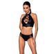 Комплект из эко-кожи Passion NANCY BIKINI L/XL, black, бра и трусики с имитацией шнуровки SO5367 фото 1