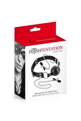 Повітропроникний кляп із затискачами для сосків Fetish Tentation Rigid Gag Ball with Nipple Clamps SO4037 фото Купити Повітропроникний кляп із затискачами для сосків Fetish Tentation Rigid Gag Ball with Nipple Clamps  Fetish Tentation (Франція) 757 грн