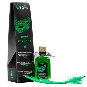 Набор для массажа Orgie &ndash; Sexy Therapy Apple (100 мл), съедобное разогревающее масло + перышко SX1508 фото Купить   Orgie 729 грн