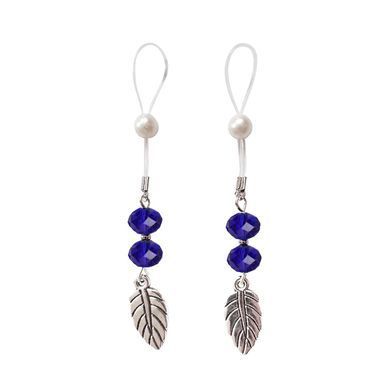Украшения с бусинами и листиком для сосков Art of Sex &ndash; Nipple Jewelry Leaf, синие SO5395 фото Купить   Art of Sex  249 грн