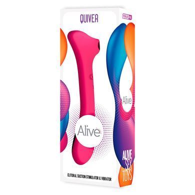 Вибратор и вакуумный клиторальный стимулятор 2-в-1 Alive Quiver Magenta Pink обновленная модель SO6017 фото Купить   Alive  2 817 грн