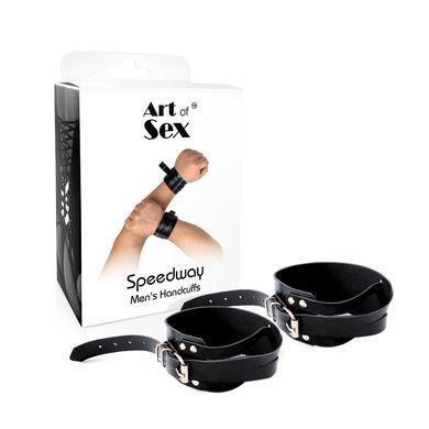 Мужские кожаные наручники Art of Sex - Man Handcuffs Speedway L-2XL, цвет черный SO9999 фото Купить   Art of Sex  794 грн