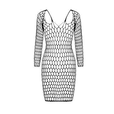 Бодистокинг-платье с глубоким воротом Passion BS093 black, длинные рукава SO6397 фото Купить   Passion (Польща) 803 грн