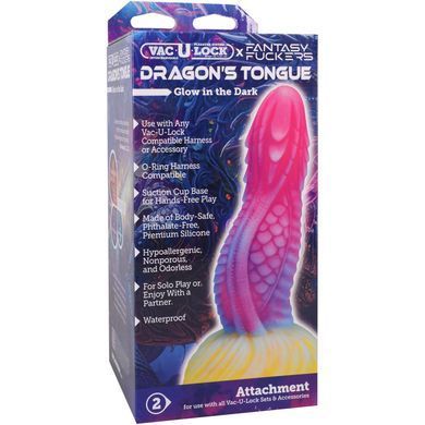 Упаковка Doc Johnson Dragon's Tongue Glow in the Dark з характеристиками