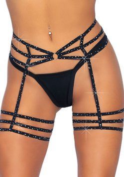 (SALE) Leg Avenue Rhinestone garter strapps OS Black SO7932 фото Купити (SALE) Leg Avenue Rhinestone garter strapps OS Black  Leg Avenue (США) 1 062 грн