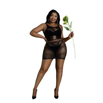 Платье-бодистокинг Moonlight Plus Model 01 XL-XXXL Black, мини, без рукавов SO8192 фото Купить   Moonlight (Іспанія) 553 грн
