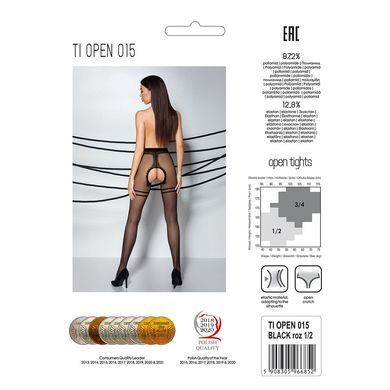 Колготки с открытым доступом, контрастная двойная резинка Passion TIOPEN 015 1/2 (20 den), black SO5827 фото Купить   Passion (Польща) 517 грн
