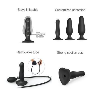 Надувной фаллоимитатор Strap-On-Me INFLATABLE DILDO PLUG - NOIR, шарик внутри, диаметр до 6 см SO7383 фото Купить   Strap-On-Me (Франція) 2 956 грн