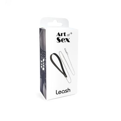 Поводок на цепочке из натуральной кожи Art of Sex - Leash, цвет Черный SO6797 фото Купить   Art of Sex  258 грн