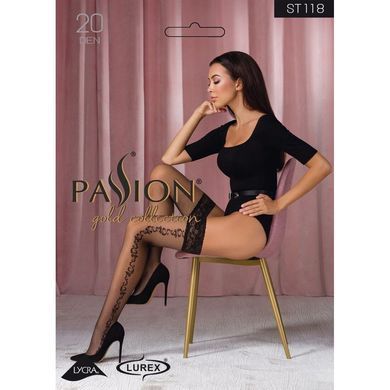 Чулки Passion ST118 1/2 black, на ажурной силиконовой резинке, с боковым вертикальным рисунком SO5776 фото Купить   Passion (Польща) 1 052 грн
