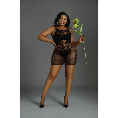 Сукня-бодістокінг Moonlight Plus Model 01 XL-XXXL Black, міні, без рукавів SO8192 фото Купити Сукня-бодістокінг Moonlight Plus Model 01 XL-XXXL Black, міні, без рукавів  Moonlight (Іспанія) 553 грн
