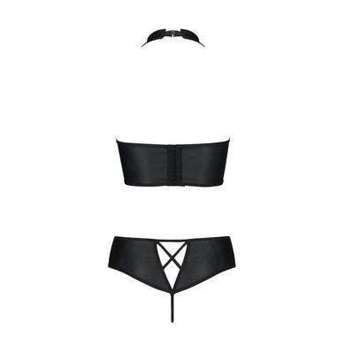 Комплект из экокожи Passion NANCY BIKINI 4XL/5XL black, бра и трусики с имитацией шнуровки SO7102 фото Купить   Passion (Польща) 3 778 грн