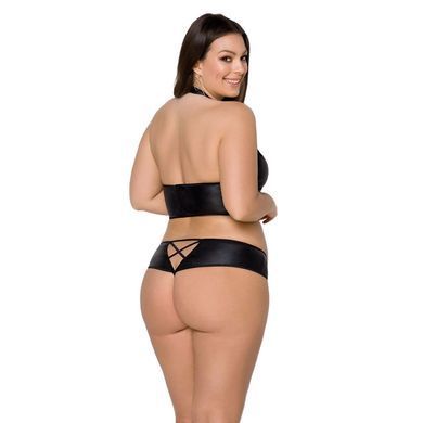 Комплект из экокожи Passion NANCY BIKINI 4XL/5XL black, бра и трусики с имитацией шнуровки SO7102 фото Купить   Passion (Польща) 3 778 грн