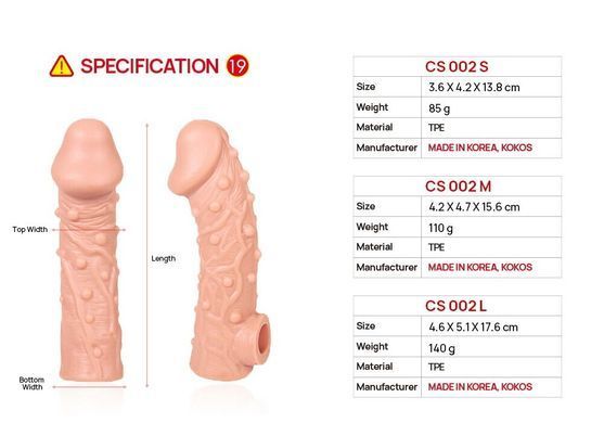 Насадка на член Kokos Cock Sleeve CS 002 M SX1453 фото Купить   Kokos (Південна Корея) 618 грн