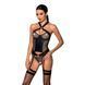 Сетчатый комплект корсет с халтером, съемные подвязки и трусики Passion AMANDA CORSET L/XL, black SO5318 фото 1