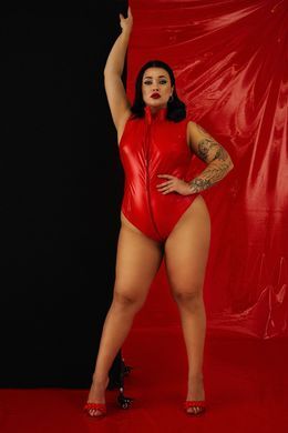 Лакированный комбидресс красный &ldquo;Дерзкая Стелла&rdquo; XL, молния на все тело SO6752 фото Купить   D&A (Україна) 1 294 грн