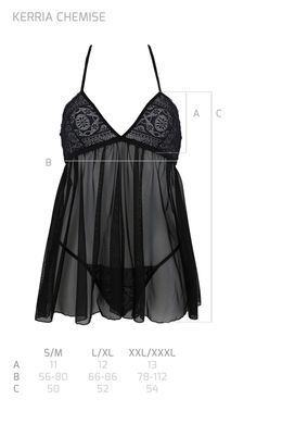 Пеньюар Passion KERRIA CHEMISE black, L/XL, мереживний верх, трусики в комплекті SX0488 фото Купити Пеньюар Passion KERRIA CHEMISE black, L/XL, мереживний верх, трусики в комплекті  Passion (Польща) 3 483 грн
