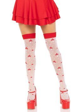 Панчохи Leg Avenue Polka Dot Mushroom Thigh Highs, One Size, біло-червоні, на резинці, малюнок &mdash; гриби SX1044 фото Купити Панчохи Leg Avenue Polka Dot Mushroom Thigh Highs, One Size, біло-червоні, на резинці, малюнок &mdash; гриби  Leg Avenue (США) 572 грн